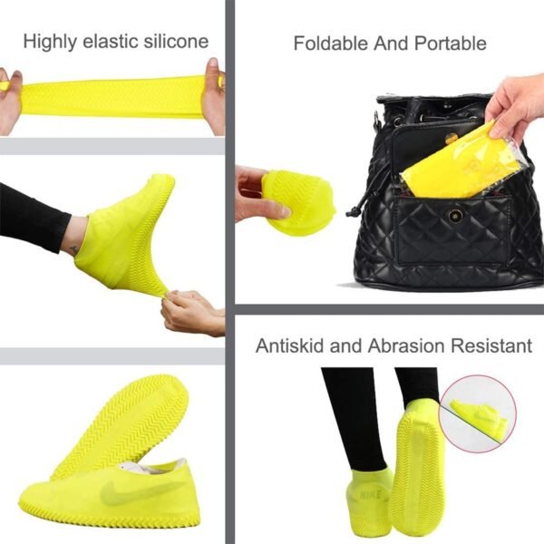 Non-Slip Silicone Reusable Waterproof Boot Shoe Cover (Medium, Mix Color)