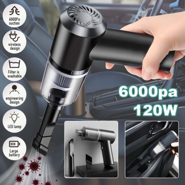 3-in-1 Portable Handheld Vacuum Cleaner for Home & Car Cleaning (1 Pc)