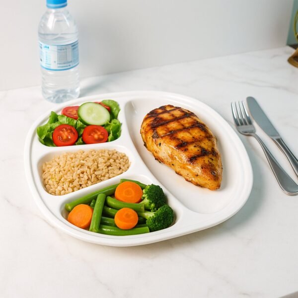 Plastic Large Compartment Dinner Plate / Thali with 4 Sections