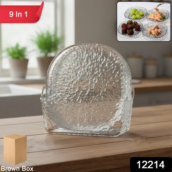 9-in-1 Crystal Glass Snack Serving Plates Set