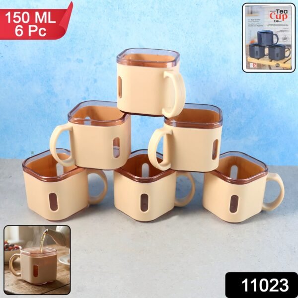 Premium Square Shape Tea Cup Set – 6-Piece (150 ML)