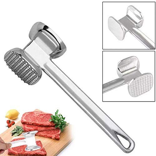 41LYs_X5zDL_6e316ef3-88e3-4f58-867d-1d7f5917c302.jpg Double Sided Beef Steak Mallet (Aluminum): Meat Tenderizer Hammer