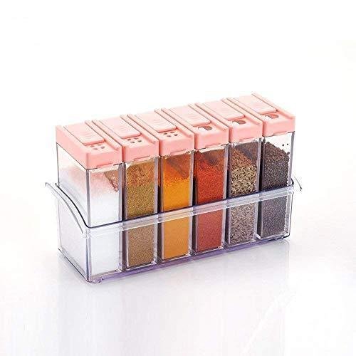 41kjORFTx0L_52cb9fee-79f7-4f03-b517-bc4d328dafcd.jpg Plastic Spice Jars (6 pcs, 14x22x8cm, Multicolour)