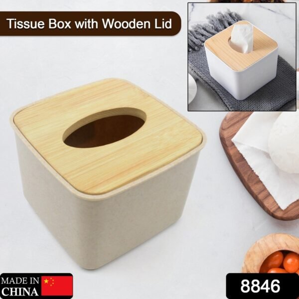 Tissue Box Desktop Stand Bamboo Tissue Cover Box Rectangular Paper Towel Holder Removable Tissue Dispenser for Bathroom Vanity Countertop Bedroom Car Holder Paper Towels Dispenser (1 Pc )