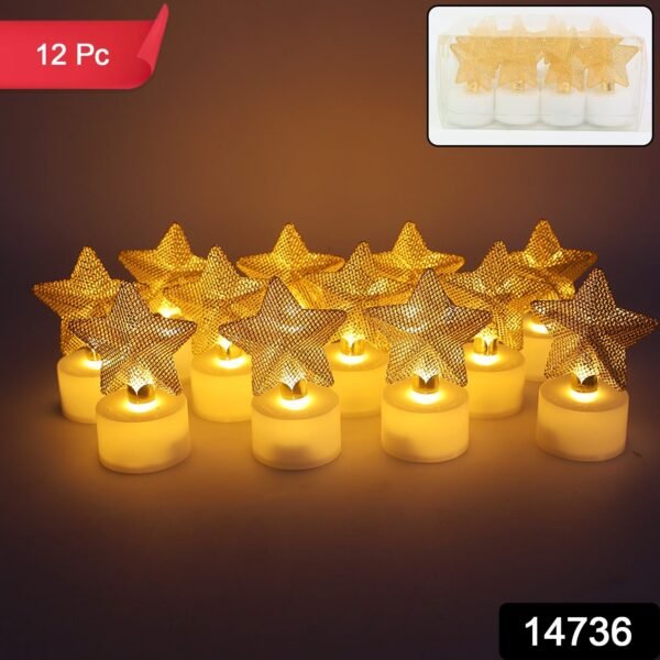 Set of 12 Decorative LED Star Candles