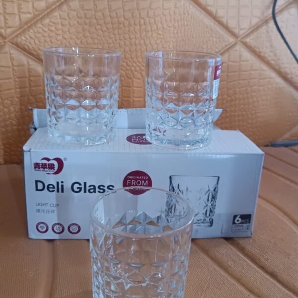 Premium Crystal-Style Glass Tumbler Set (6 Pc / 210 ML)
