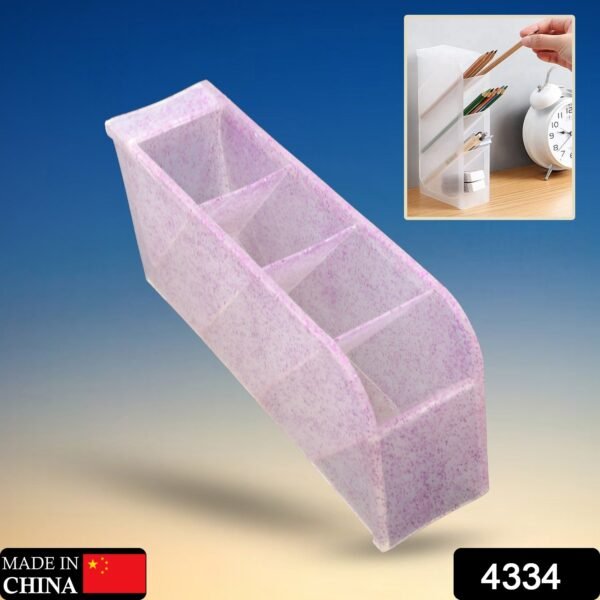 Plastic 4 Compartment Office Desktop Storage Box, Stationary Organizer For School