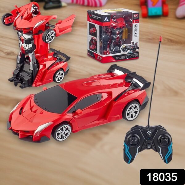 4393aa8d-918d-45c4-9f35-336a3df56388.jpg 2 In 1 Automatic Robot Converted Remote Control Car With Light (1 Pc)