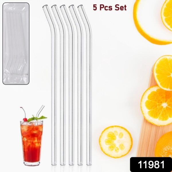 Reusable Glass Straws Clear Glass Drinking Straw 5Pc