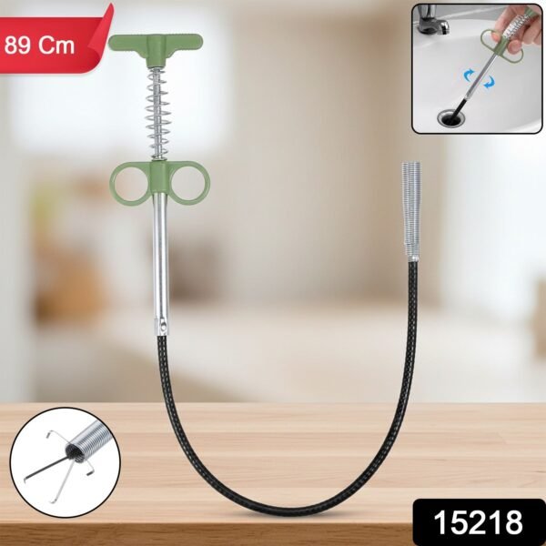 Flexible Spring Drain Cleaning Tool with Hand Grip (1 Pc / 89 Cm)