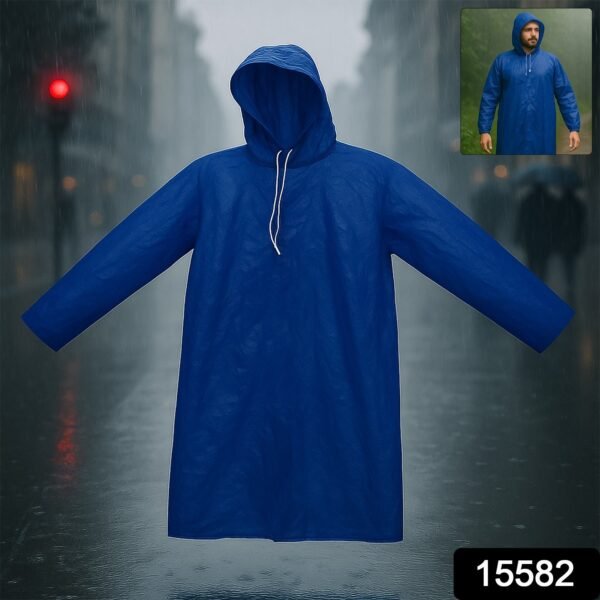 Large Durable Waterproof Hooded Raincoat For Men (1 Pc)