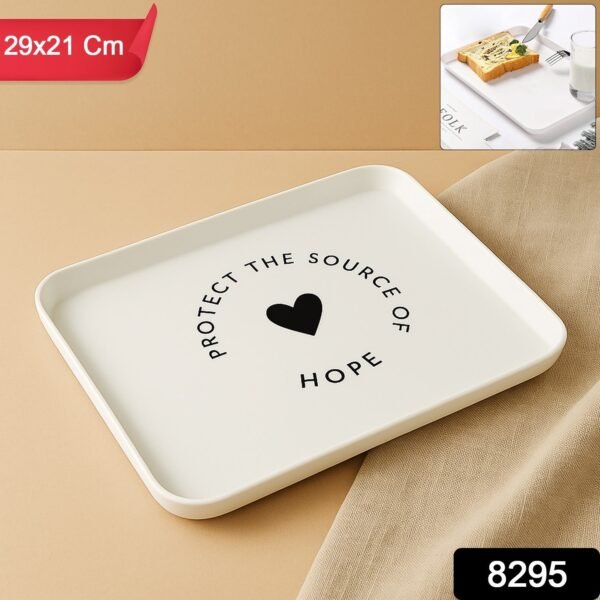 Elegant Printed Plastic Serving Tray with Motivational Quote