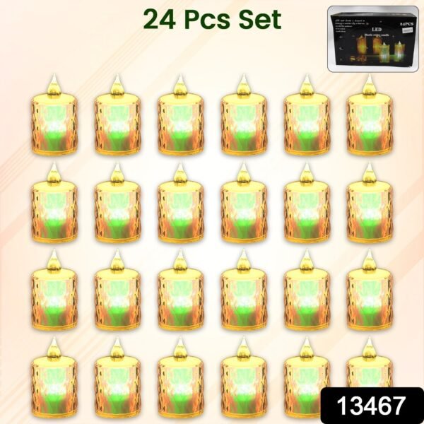 24 Pc Flameless and Smokeless Decorative Melting Candles LED Tea Light Candle Flickering Electronic Candle, Diwali