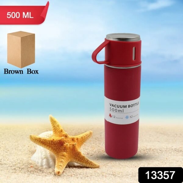 45454545.jpg Stainless Steel Vacuum Insulated Water Bottle With Coffee / Tea Mug (500 ML)