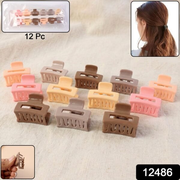 Stylish Mini Hair Claw Clips Set, 12 Pc