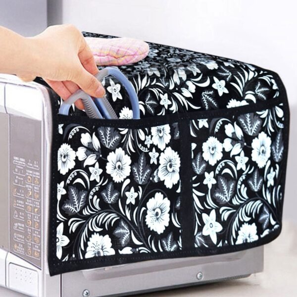 Microwave/Oven Top Cover with 4 Utility Pockets (Mix Design)