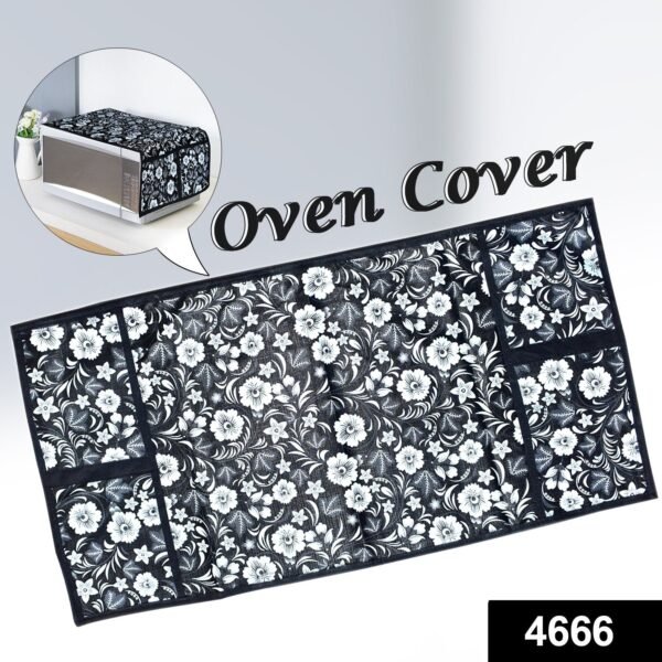 Microwave/Oven Top Cover with 4 Utility Pockets (Mix Design)