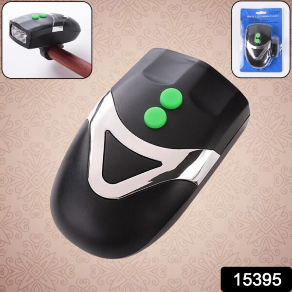 47240Pc-Bikelight_horn.jpg Bicycle 3 LED White Headlight Lamp (1 Pc / Battery not included)