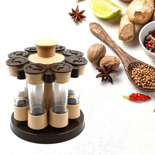 47701334-4851-459b-95c3-bdf959fc3612_f0e23bb9-8e7c-4f69-9ea1-8863bb08cfbf.jpg Revolving Spice Rack, 8 Spice jars with 120 ml, Condiment Set