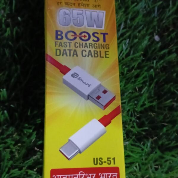 Type C data cable Fast Charging Data Cable (1000 MM / 65W / 1 Pc)