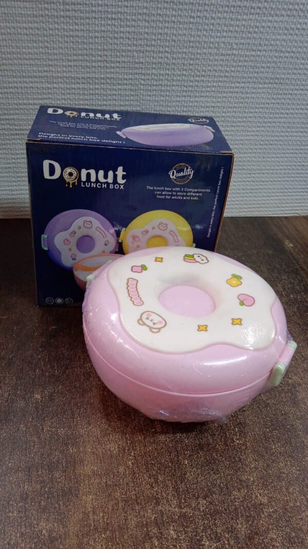 Donut Shaped Double Insulated 3 Compartment Lunch Box (1 Pc / Mix Color)
