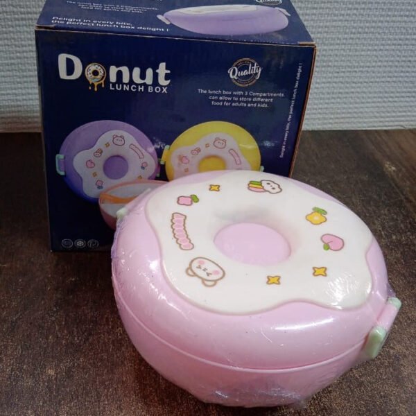 Donut Shaped Double Insulated 3 Compartment Lunch Box (1 Pc / Mix Color)