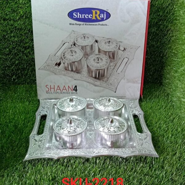 Dry Fruit Air Tight Bowls Tray with Lids 4 Section Snacks Mukhvas Dani