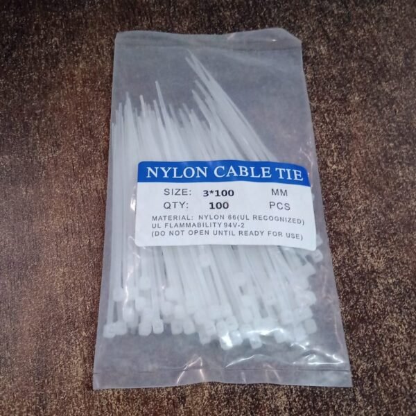 3×100 MM Nylon Self-Locking Cable Ties – Heavy Duty Zip Wire Tie (100 Pc)