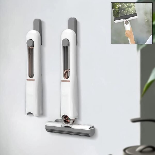 Portable Self-Squeeze Short Mop, with 1 Cotton Head, Bathroom Kitchens Table