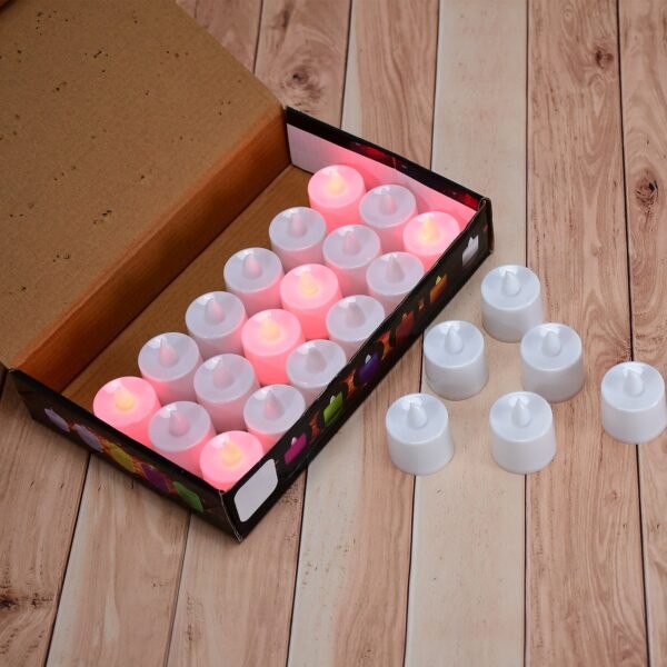 Red LED Tealights Smokeless Flameless Candles for Home Decor, Diwali (24 Pcs)