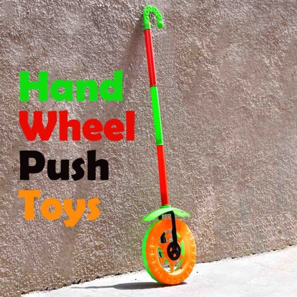 Plastic Single Wheel Push Run toy handle and two lights on wheel. push toy for Kids