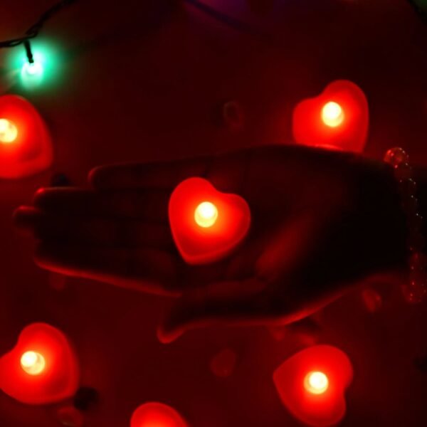 Flameless Candles LED Heart Shape Tea Light Candles Multi Color Electrical Diya Candles Battery Operated Fake Candles for Gift/Home Decoration Diwali Navratri Lighting, Diwali (Pack of 12)