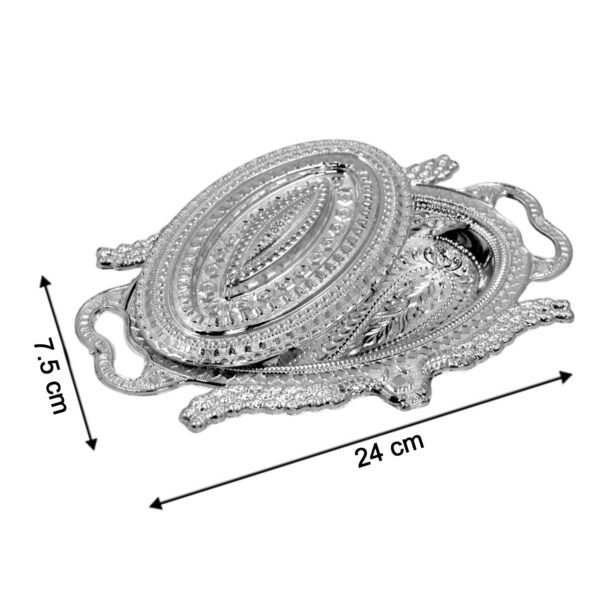 Plastic Peacock Dry Fruit Silver Finish Serving Tray