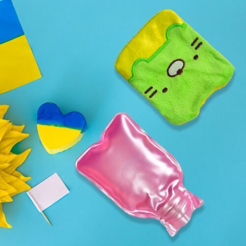 Green Kitty Hot Water Bag with Cover for Pain Relief & Warmth