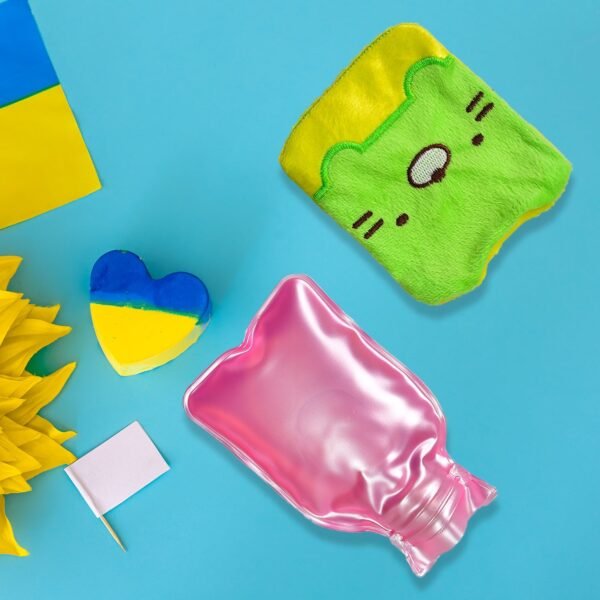 Green Kitty Hot Water Bag with Cover for Pain Relief & Warmth