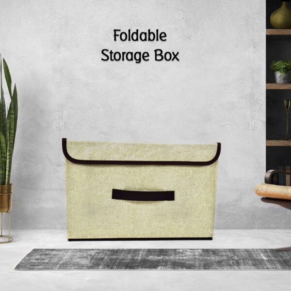 Foldable Cotton Linen Storage Box – Multi-Room Organizer with Lid & Handles
