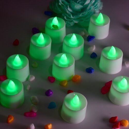 4_ae13df69-6eab-4871-956a-9a59d1d641c8.jpg Green Flameless LED Tealights Smokeless Candles for Home Decoration Pack of 24