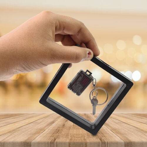 Suitcase Shape Nail Clipper Keychain Key & 3D Floating Frame Display Case (1 Set)