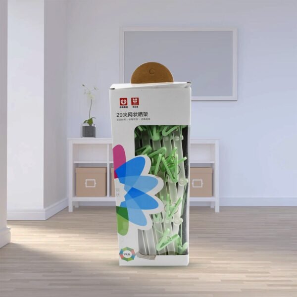 Adjustable Clothes Hanger with 29 Clips – Windproof Dryer Rack