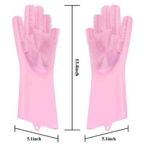 Reusable Silicone Cleaning Brush Scrubber Gloves (Multicolor)