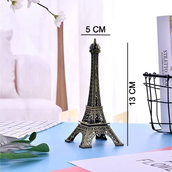 Antique 3D Eiffel Tower Statue - Metal Paris Landmark Decorative Showpiece