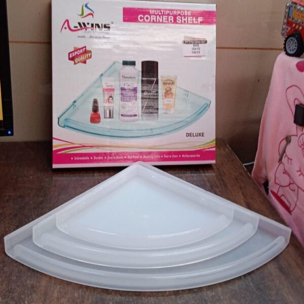 Bathroom Plastic Corner Shelf Rack Set for Wall Number of Shelves (3 Pcs Set)