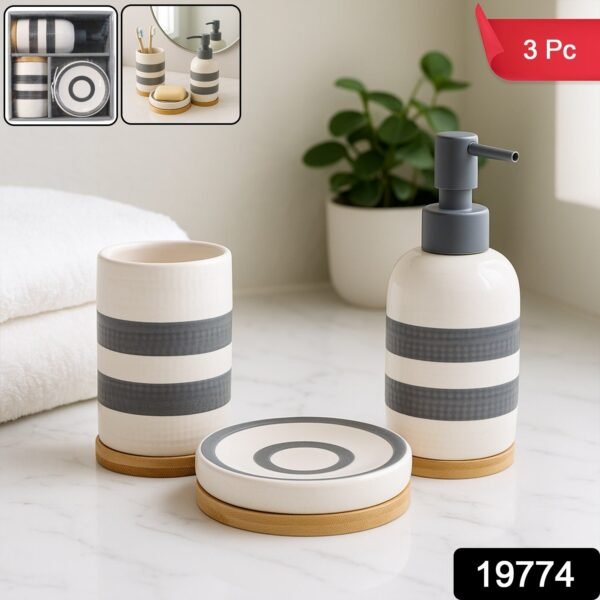 Premium 3-Piece Ceramic Bathroom Accessory Set