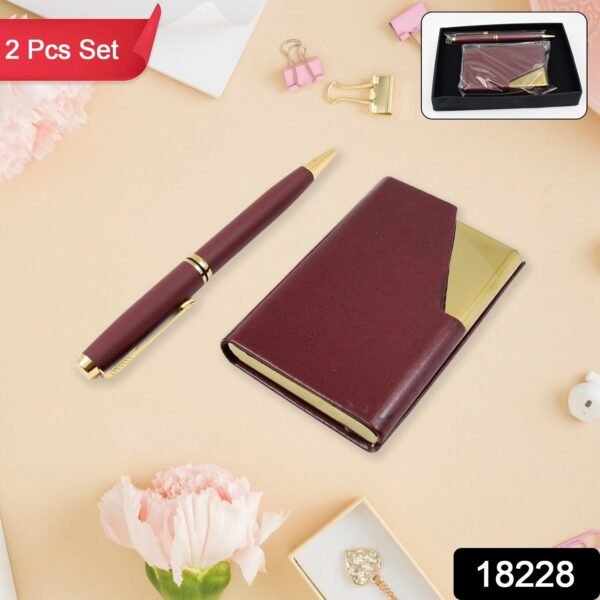 Leather Professional Business Visiting Card Case (2 Pc Set / With Gift Box)