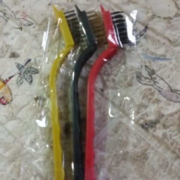 Mini Wire Brush Set - Brass, Nylon, Steel for Cleaning & Rust Removal (3 Pcs Set)