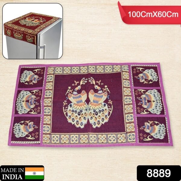 4d46d467-1c10-4785-b0db-9b34d4f9f6e0.jpg Cotton Fridge Top Cover with Side Pockets for Home Decor (100×60 CM)