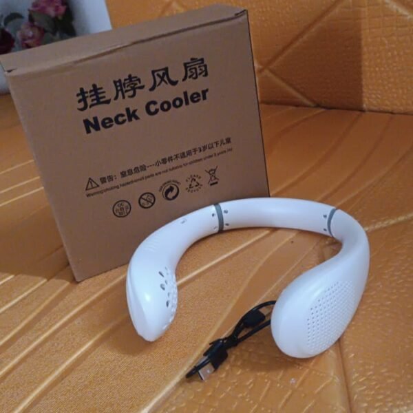 Portable USB Rechargeable Neck Fan – Wearable, 3 Speeds, Headphone Design