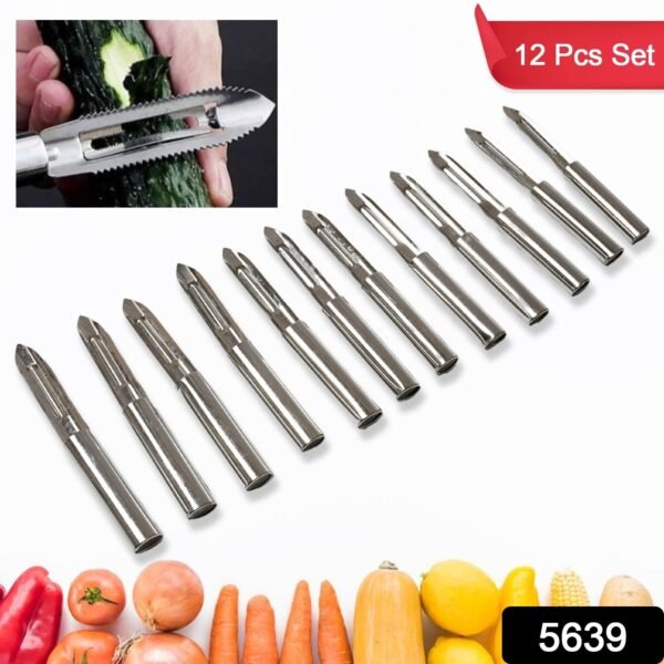 Stainless Steel Peeler Set – Multi-Purpose Handle for Peeling & Shredding(12 Pc)