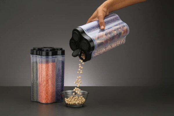 5147zdmt1GL._SL1280.jpg Plastic Lock Food Storage 4 Section Container Jar for Grocery, Fridge Container.