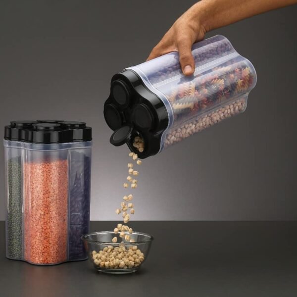 5147zdmt1GL._SL1280.jpg Plastic Lock Food Storage 4 Section Container Jar for Grocery, Fridge Container.